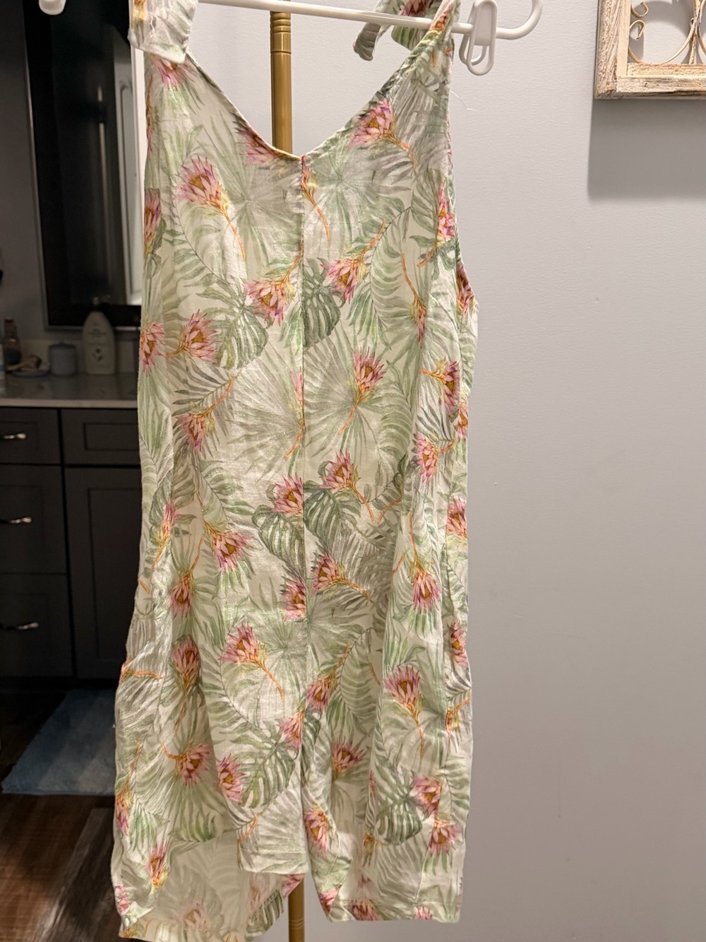 Tropical Leaf Print Jumpsuit - 100% Linen